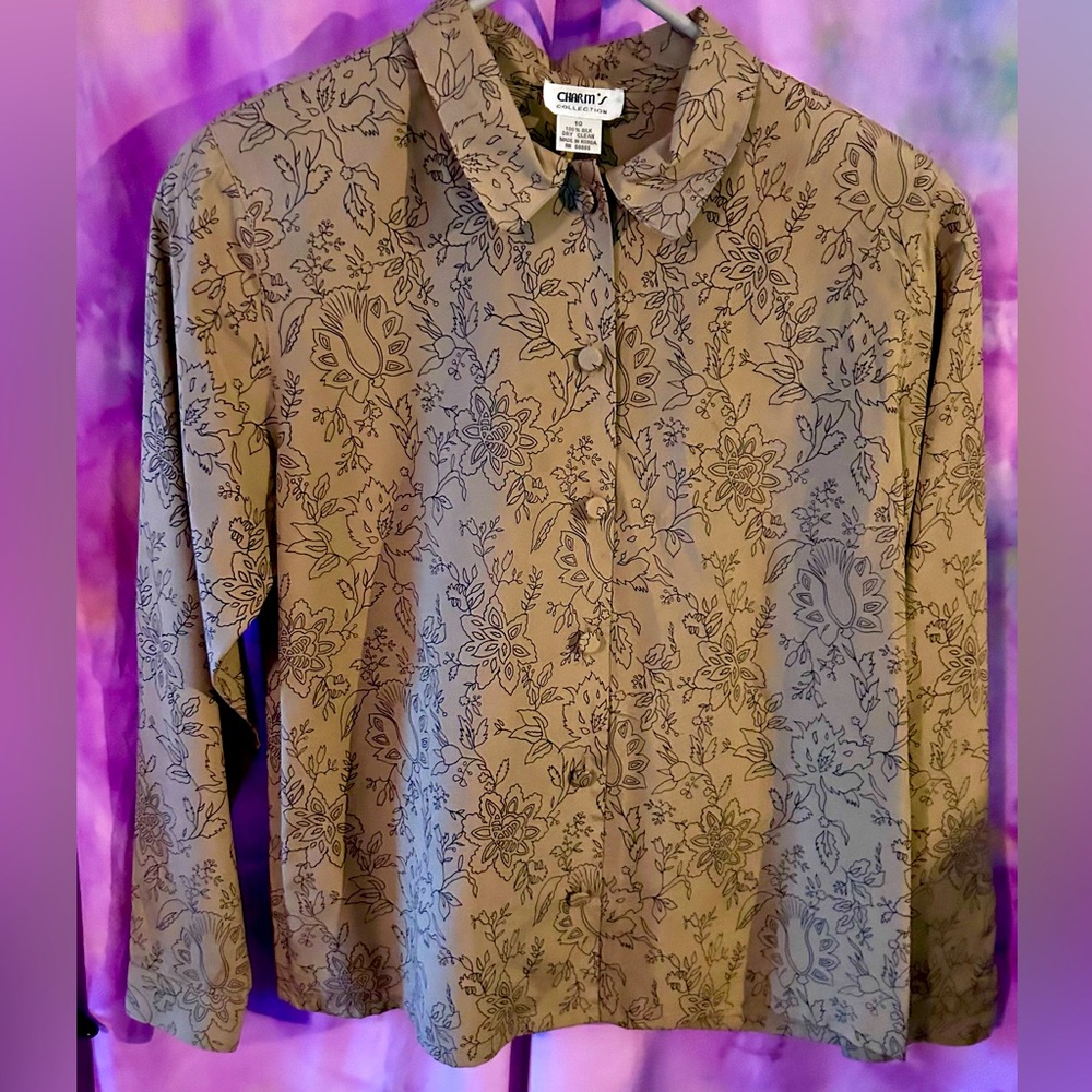 charm’’s collection size 10 silk blouse floral abstract